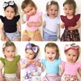 thumbnail image 4 of New Infant Baby Girl Basic Ruffle Short Sleeve Cotton Romper Bodysuit Tops Clothes 0-24 M, 4 of 5
