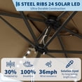 thumbnail image 4 of Garvee 10' x 6.5' Solar Patio Umbrella,Table Umbrella ,Crank & Push Button Tilt,6 Sturdy Ribs,Brown, 4 of 8