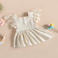 thumbnail image 3 of Toddler Kids Girls Princess Dress Solid Color Lace Fly Sleeve Dress, 3 of 8