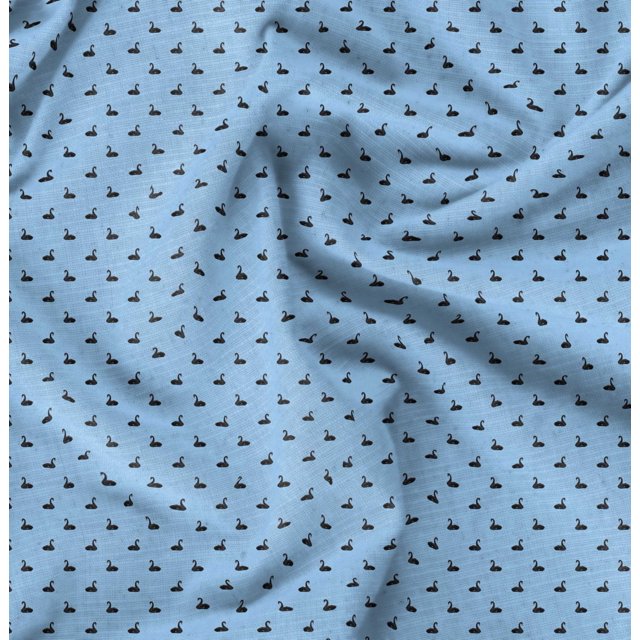 Soimoi Poly Georgette Fabric Swan Bird Printed Craft Fabric by The Yard 52 Inch Wide