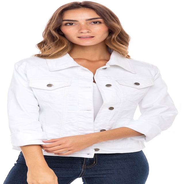 SKYLINEWEARS Women Denim Jacket Button UP Long Sleeve Ladies Stretch Trucker Jean Jackets