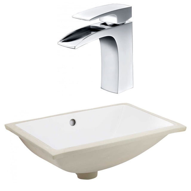 20.75-in. W CSA Rectangle Bathroom Undermount Sink Set In White - Chrome Hardware AI-23099