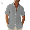 thumbnail image 3 of Wweixi Men's Button Down Shirt Boys Summer Pool Party Beach Walking Solid Color Simple Design Tops Daily Working Clothes Grey L, 3 of 5