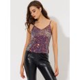 thumbnail image 3 of INSPIRE CHIC Camisole Courte à Paillettes à Bretelles Spaghetti pour Femme G Violet, 3 of 5