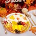 thumbnail image 1 of Amzcrzy Paper Tableware Thanksgiving Paper Plates Festive Fall Pumpkin and Maple Leaves Pattern Disposable Tableware for Fall Harvests Party Christmas Decorations Halloween Decorations Fall Decor, 1 of 6