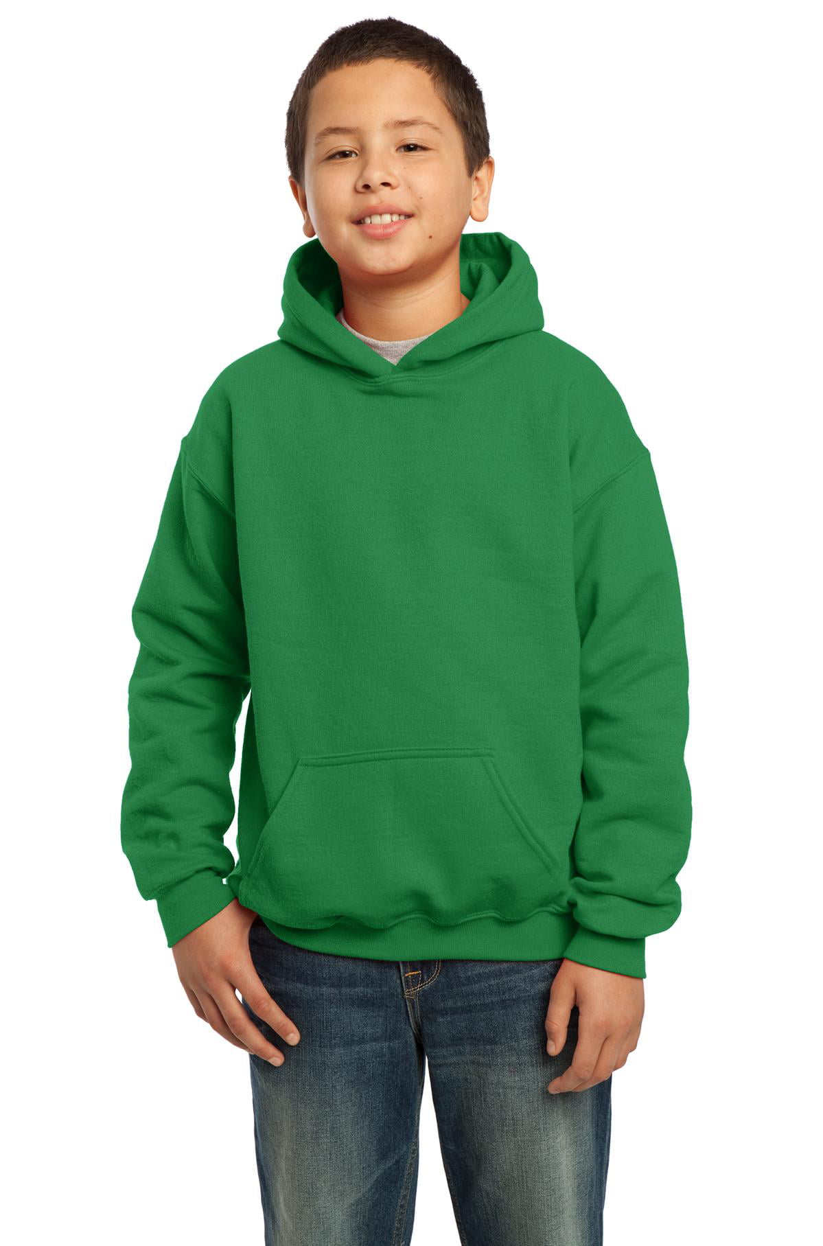 Gildan Boys Long Sleeve Front Pouch Pocket Hooded Sweatshirt. 18500B