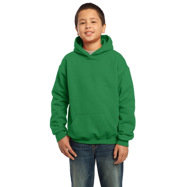 Gildan Boys Long Sleeve Front Pouch Pocket Hooded Sweatshirt. 18500B