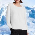 thumbnail image 2 of JGGSPWM (S-5XL) Plus Size Women's Pullover Fall Winter Sweaters Solid Color Fleece Long Sleeve Crewneck Oversized Loose Sweater Tops White XXL, 2 of 3