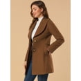 thumbnail image 4 of INSPIRE CHIC Manteau Caban Long à Simple Boutonnage pour Femme, Mignon, Col Rabattu, Ceinturé, Brun, TP, 4 of 6