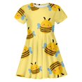 thumbnail image 4 of Robe Décontractée à Manches Courtes pour Fille, Jaune, à Fleurs, Mignonne, Imprimée, 4 of 5