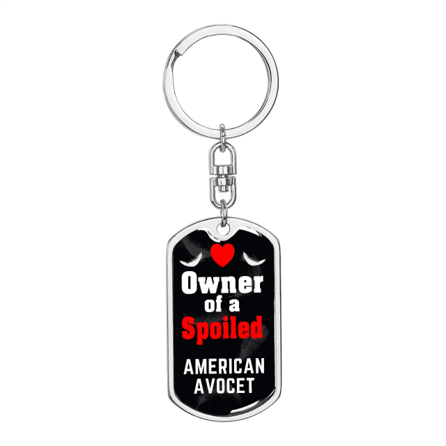 American Avocet Bird Stainless Steel or 18k Gold Premium Swivel Dog Tag Keychain