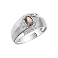 thumbnail image 3 of RYLOS Mens Rings Sterling Silver Ring 6X4MM Oval Shape Gemstone & Diamond Ring Smoky Quartz June Birthstone Rings For Man Silver Rings, Size 8, 3 of 7