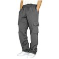 thumbnail image 3 of Kcodviy Men's Rope Loosening Waist Comfortable Slip Solid Color Pocket Trousers Little Fuzzy Loose Sports Trousers, 3 of 8