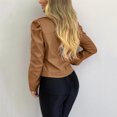 thumbnail image 3 of XZNGL Cropped Jacket Women Ladies Lapel Motor Jacket Coat Zip Biker Short Punk Cropped Tops, 3 of 9