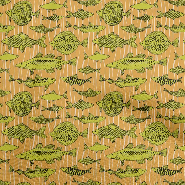oneOone Cotton Poplin Rust Brown Fabric Ocean Fish Sewing Craft Projects Fabric Prints By Yard 42 Inch Wide