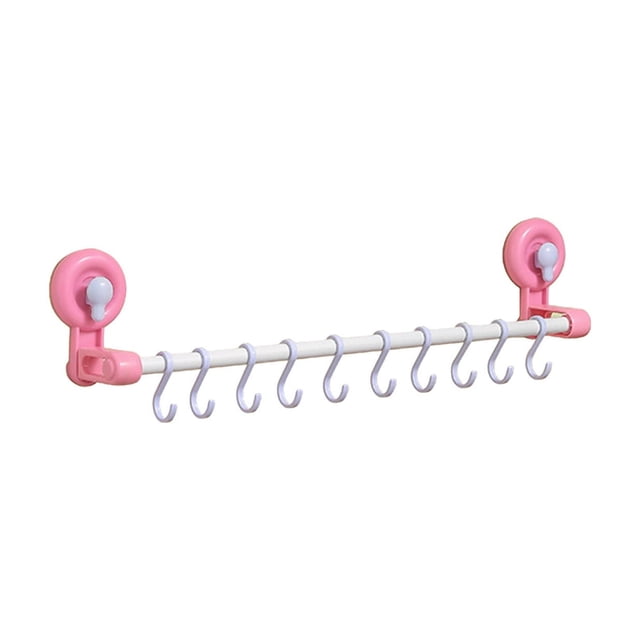 YIMWNYI Suction Cup Hook Rack, Towel Storage Rack, Punch-Free Bathroom Organizer, Kitchen Pole with Hooks, Waterproof and Heavy Duty Towel Holder, Space-Saving Bathroom Accessory