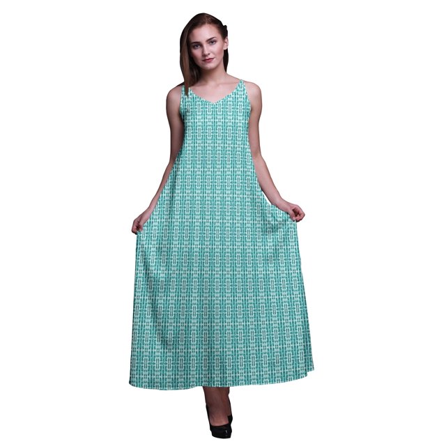 Bimba Rayon Tie-Dye Ladies Printed Backless Spaghetti Strap Long Maxi Evening Party Dress-Small