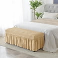 thumbnail image 4 of pitrice Long Bench Cover Bench Seat Furniture Protector for Living Room Hotel Decor Dark Beige, 4 of 8