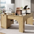 thumbnail image 2 of Bestier Bureau d'Ordinateur PC en L de 55 Pouces à Dessus Relevable avec Prises de Courant, Tiroirs de Rangement et Support pour Moniteur, Bûche, 2 of 9