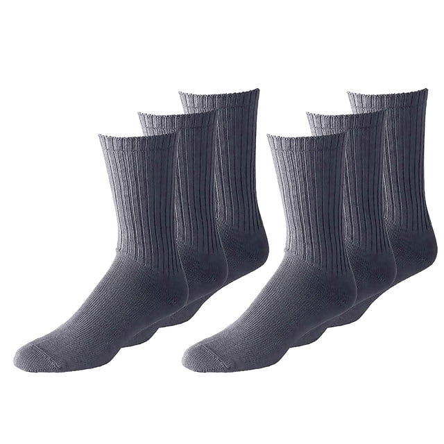 Daily Basic Unisex Crew Athletic Sports Cotton Socks 48 Pack (9-11, Grey)