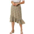 thumbnail image 1 of Unique Bargains Women's Floral Elastic Waist Ruffle High Low Hem Skirts, 1 of 6