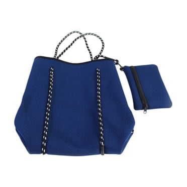 Tachiuwa Neoprene Bag for Women with Inner Pouch Pool Bag for Holiday Traveling Party Blue