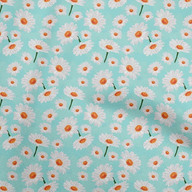 oneOone Polyester Spandex Turquoise Green Fabric Floral Craft Projects Decor Fabric Printed By The Yard 56 Inch Wide