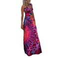 thumbnail image 1 of SUNSIOM Robe Longue Décontractée d'Été pour Femmes Imprimé Teinture sur Nœuds Col en U Sans Manches Mode Dos Croisé, 1 of 6