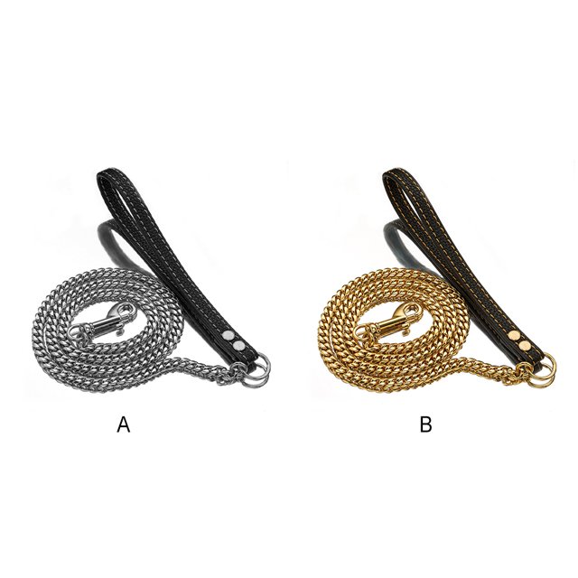 mmirethe Stainless Steel Pet Gold Chain Durable And Sturdy Wide Application Ease Of Control Dog Leashes Black 60cm