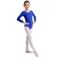 thumbnail image 2 of YONGHS Justaucorps de Danse Ballet Basique pour Filles Manches Longues Justaucorps d'Entraînement Bleu Foncé 12, 2 of 7