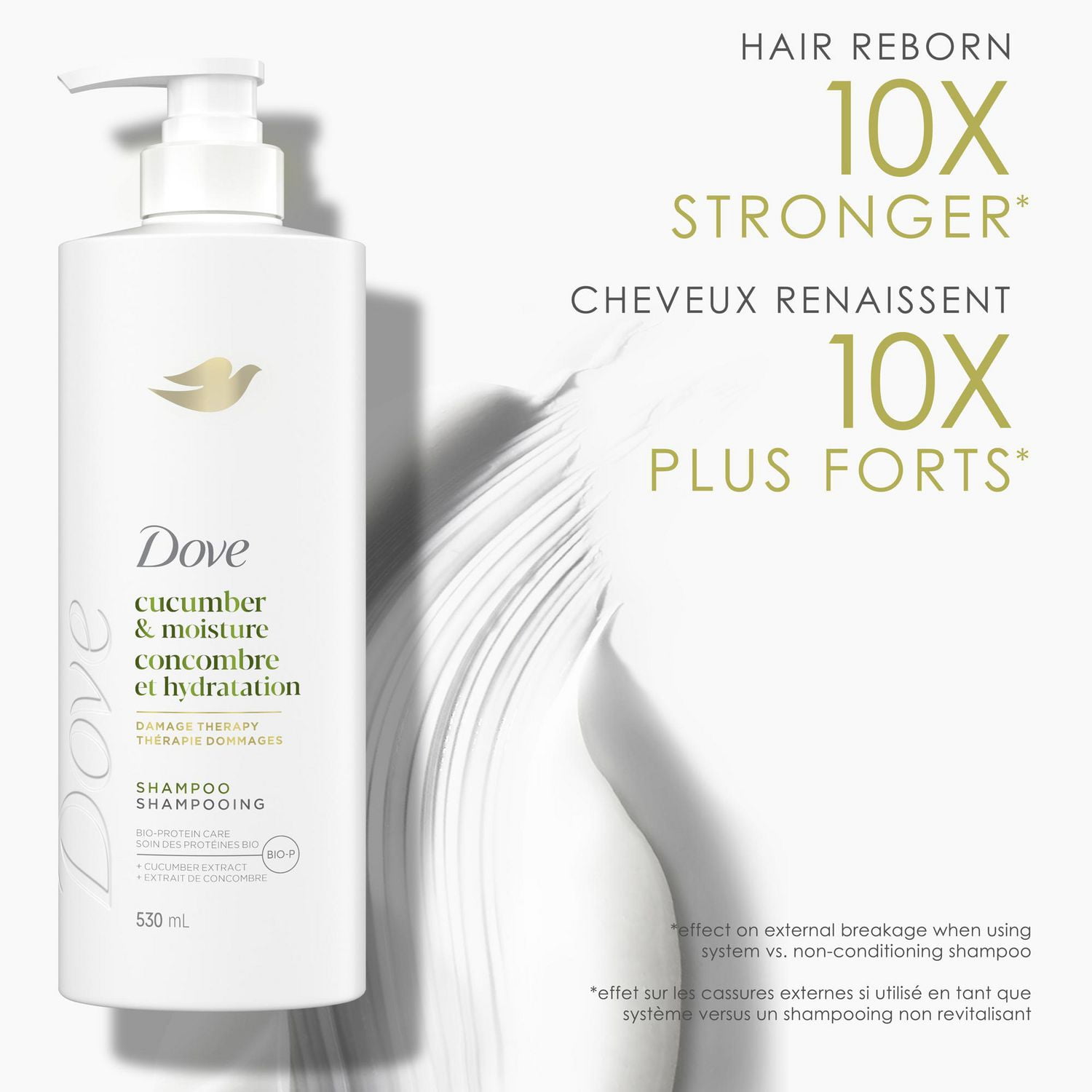 Dove Shampooing Concombre et Hydratation Soin des Protéines Bio, 530 ml