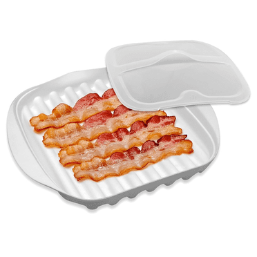 Microwave Bacon Tray with Lid, Plastic Bacon Cooker for Microwave Oven, Microwave Bacon Cooker with Cover, for Bacon
