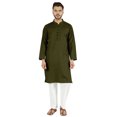 thumbnail image 1 of Atasi Ensemble Kurta Pyjama 2 Pcs pour Homme, Col Henley, Kurta Long Décontracté, 1 of 7