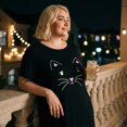thumbnail image 2 of Agnes Orinda Nuisettes pour Femmes Grande Taille Col Ras du Cou Manches Courtes Robe de Nuit Imprimé Chats Pyjamas Détente Maison avec Poche 3X Noir, 2 of 8