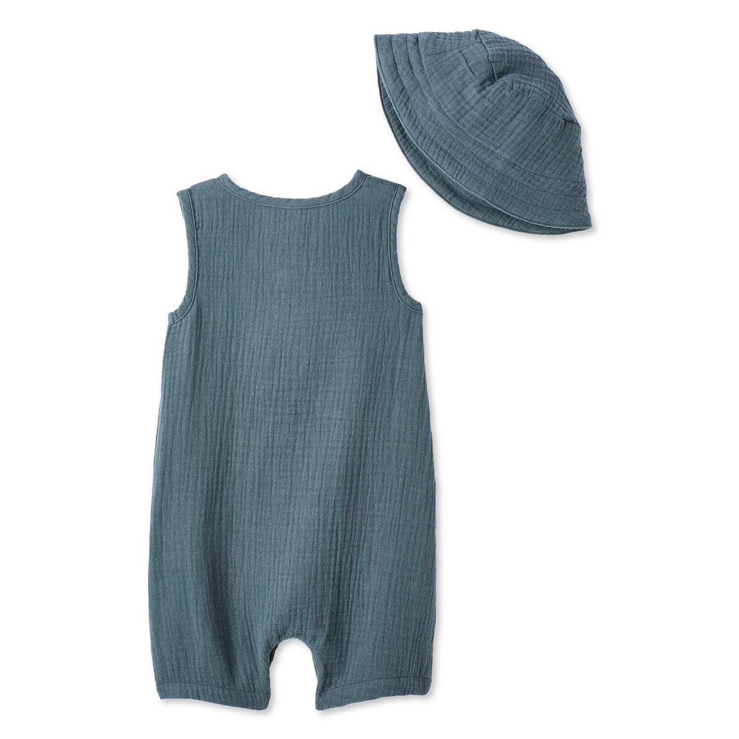 George Baby Boys' Two Piece Crinkled Romper Set