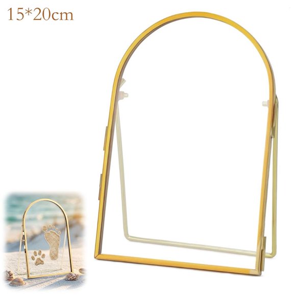 Trousse Empreintes de Mains et de Pieds Sable de Mer, Cadre Flottant en Verre Double Face, Présentoir Souvenir Bricolage Empreintes de Main de Bébé et Empreintes de Patte d'Animal avec Loquet Latéral