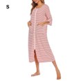 thumbnail image 1 of Langgg Robe de Nuit en Polyester pour Femmes Col Rond Fermeture Éclair Respirante Cardigan Maison Bureau Robe de Nuit Rouge P, 1 of 9