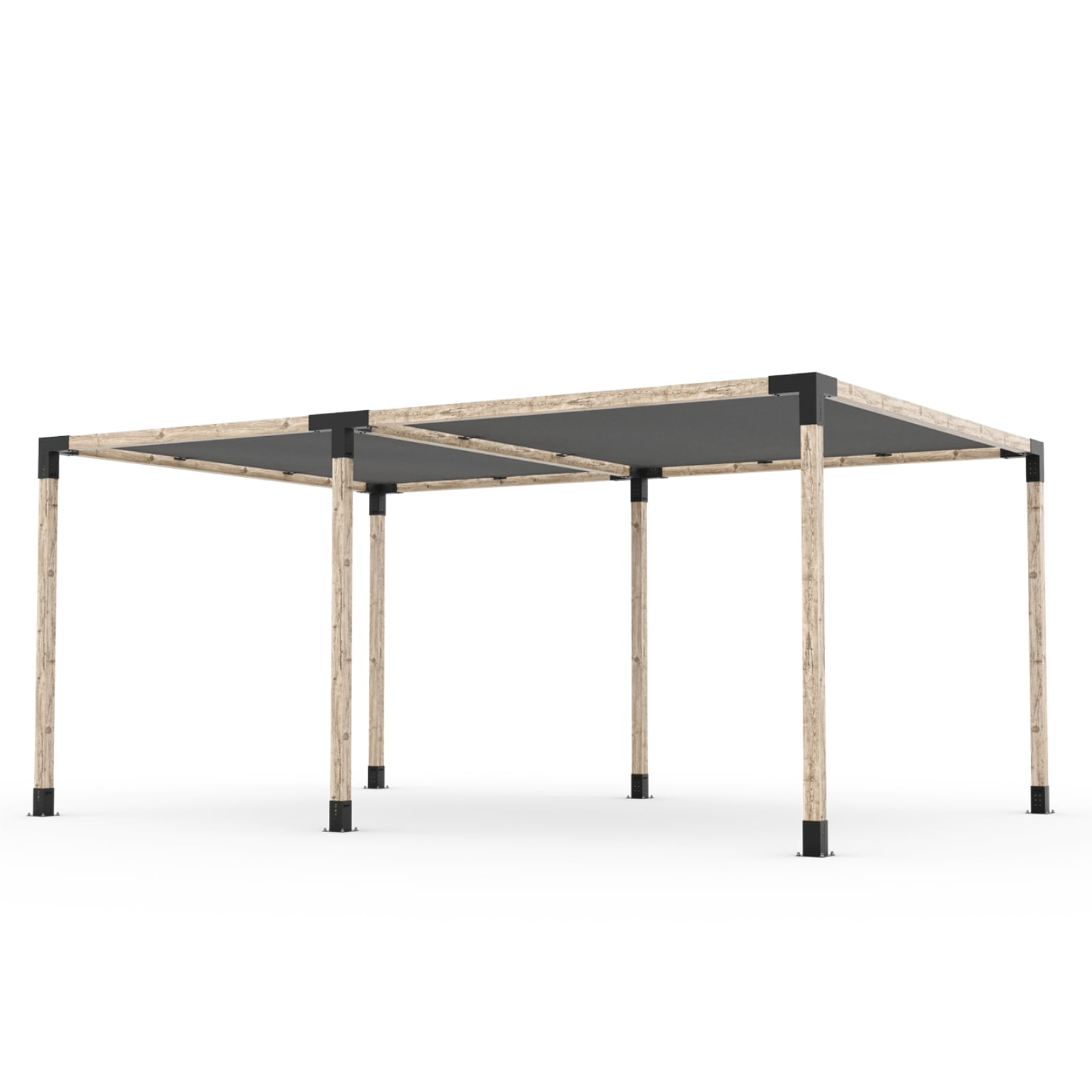 Toja 8' X 24' Double Pergola Kit With 2 Shade Sails For 4X4 Wood Posts