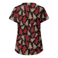 thumbnail image 3 of Snorda Haut de Sarrau pour Femme Mode Manches Courtes Col en V Hauts Uniforme de Travail Imprimé Blouse à Poche Hauts, 3 of 4