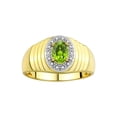 thumbnail image 1 of RYLOS Men's Rings 14K Yellow Gold Classic Halo Of  Diamonds 7X5MM Oval Gemstone Ring Peridot August Birthstone Rings For Men Size 10, 1 of 7