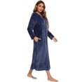 thumbnail image 3 of Women's Fleece Robe Luxury Plush Flannel Hoodie Zipper Dressing Gown with Pockets for Winter, 3 of 5