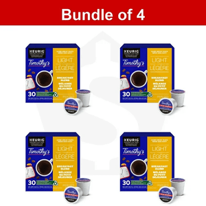 Ensemble de 4 - Timothy's Breakfast Blend Single Servez des pods K-Cup Keurig pour les Brewers Keureg, 30 Nombre 294 g (paquet de 1)