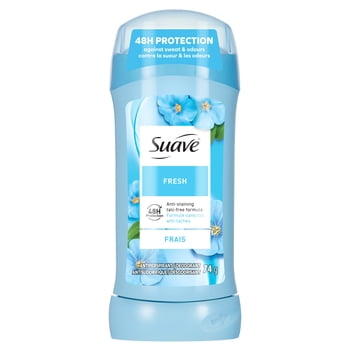 Déodorant antisudorifique Suave pour femmes, protection 48 heures, frais, 74g