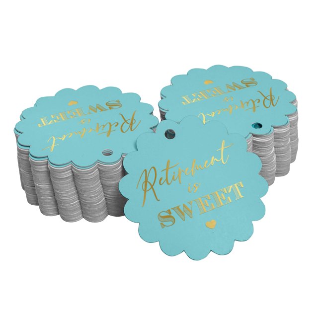 Inkdotpot Real Gold Foil Retirement Is Sweet Text Tags Favor Hang Paper Tags 100 Pieces