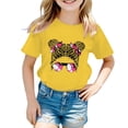 thumbnail image 1 of LUOGENLI T-Shirt pour Filles Enfant Filles Mignon Imprimé Graphique Col Rond Manche Courte Tee Été Décontracté Chemise Hauts Boho Maxi Hauts Jaune 7-8 Ans, 1 of 5