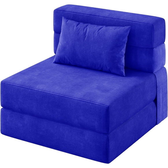 4-in-1 Convertible Folding Sofa Bed - Tufted Sleeper Loveseat & Chair Bed with Pillow, Space Saving Floor Lounge for Living Room, Bedroom, Guest Room, Navy Blue