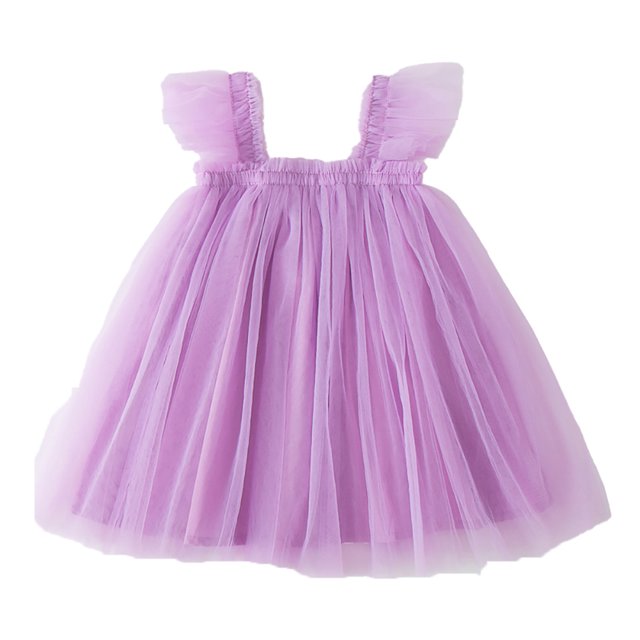 KYAIGUO Robe en Tulle à Manches Volantes pour Filles 1-6 Ans, Robe d'Été Décontractée pour Bébé