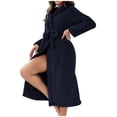 thumbnail image 1 of Timegard Nightgown for Women Fleece Mid Long Robe with Hood Belt Homewear Fall Winter Warm Comfy Bathrobe, 1 of 8