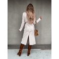 thumbnail image 3 of LinYooLi Trench Coats for Women Casual Lapel Long Solid Color Wrap Coat Wool Blend Overcoat Shacket Jacket, 3 of 4