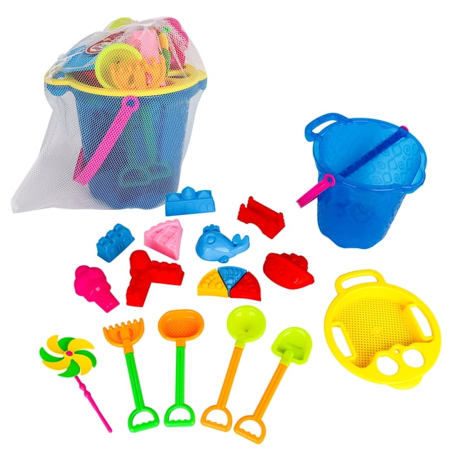 Sand Beach Bucket Playset (18pcs), Playday